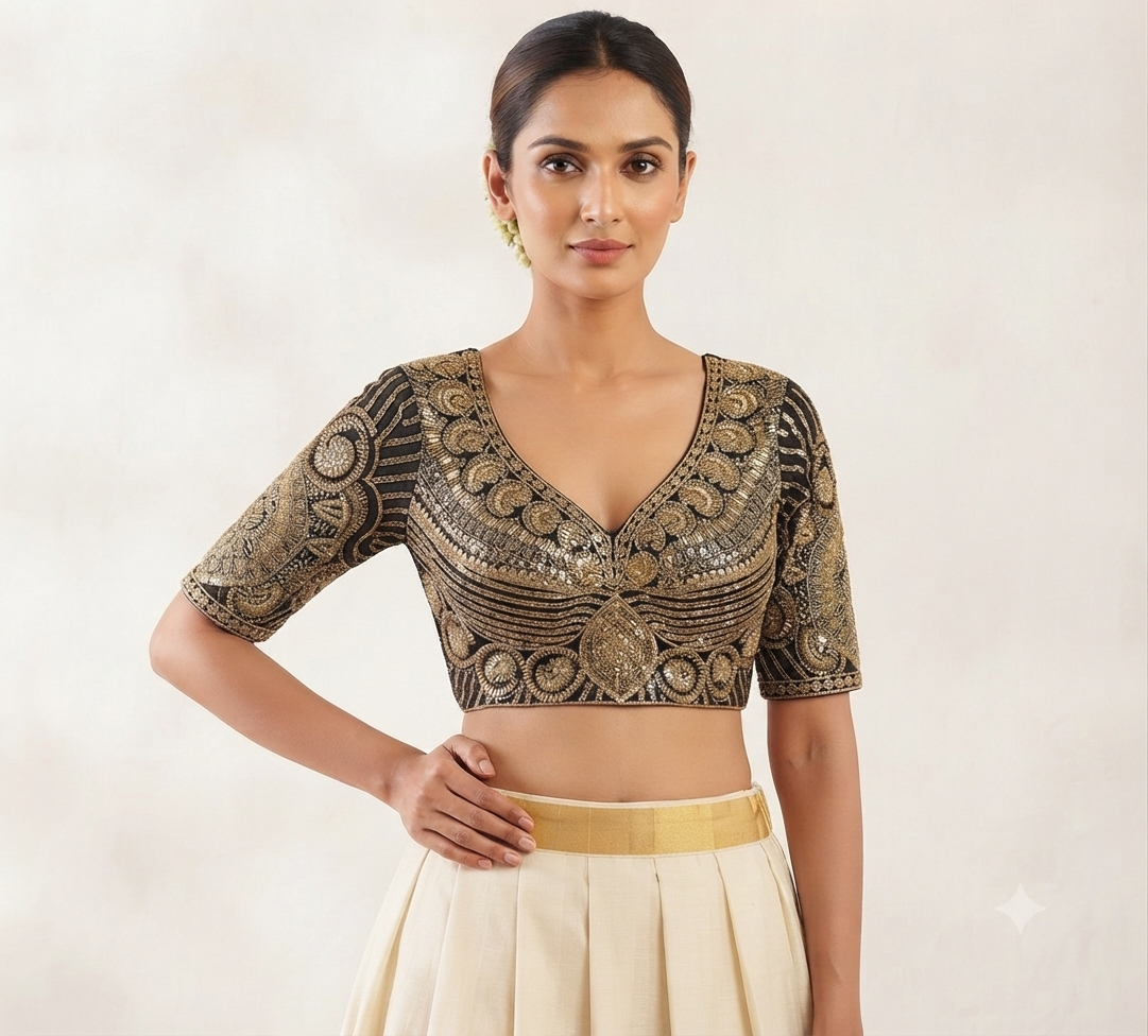 Emerald Handwork Blouse — Havnme fashion UAE
