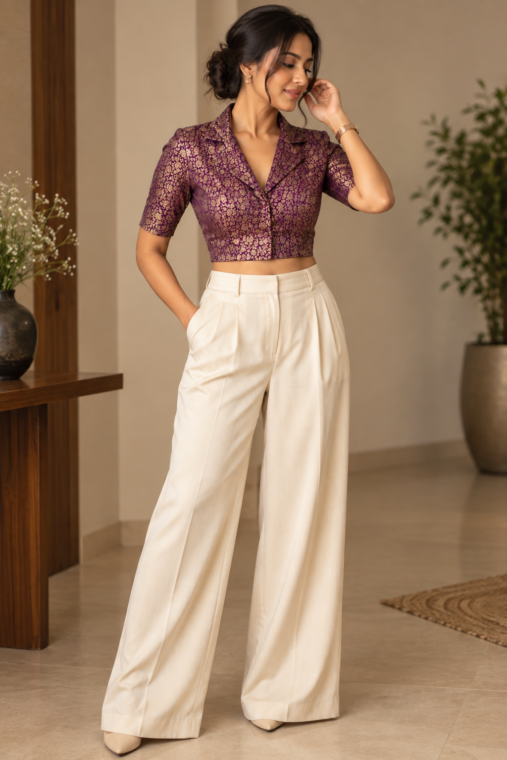 Classic Brocade Blouse