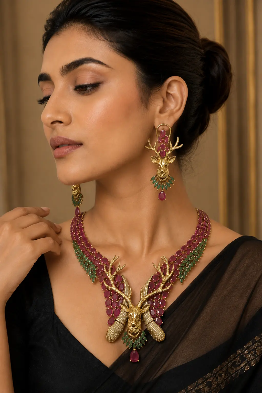 Ruby Stag Majesty Necklace Set — Havnme fashion UAE