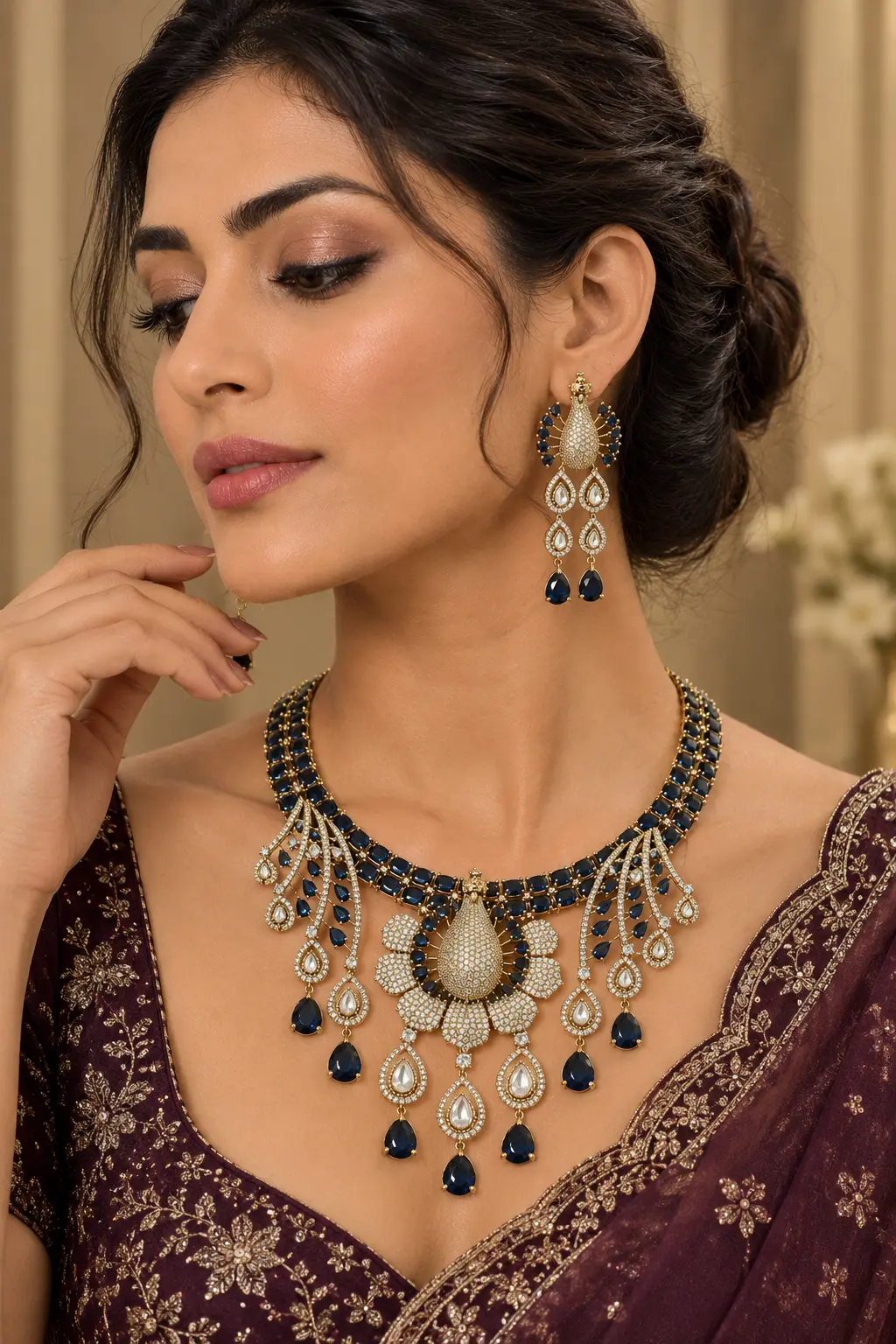 Royal Peacock Sapphire Necklace Set — Havnme fashion UAE