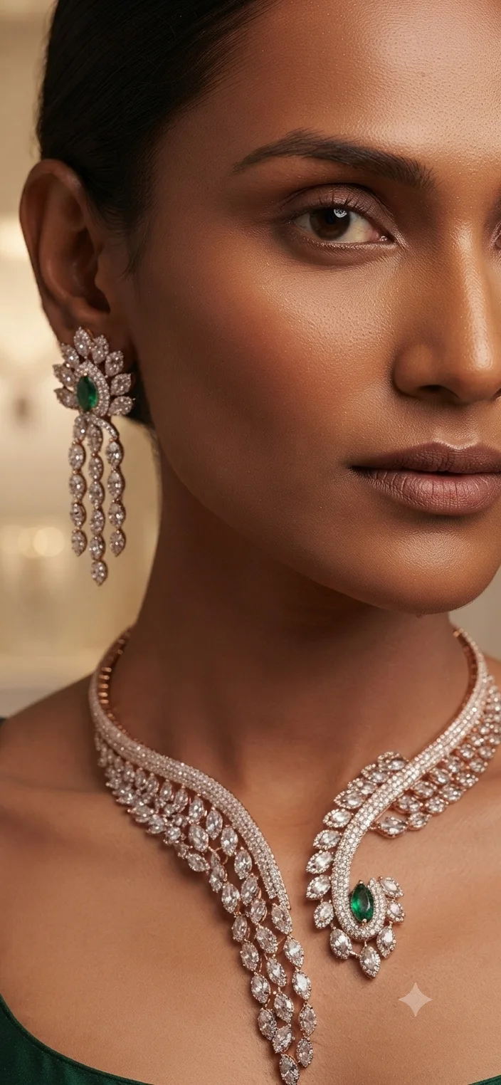 Emerald Cascade Elegance Necklace Set. — Havnme fashion UAE