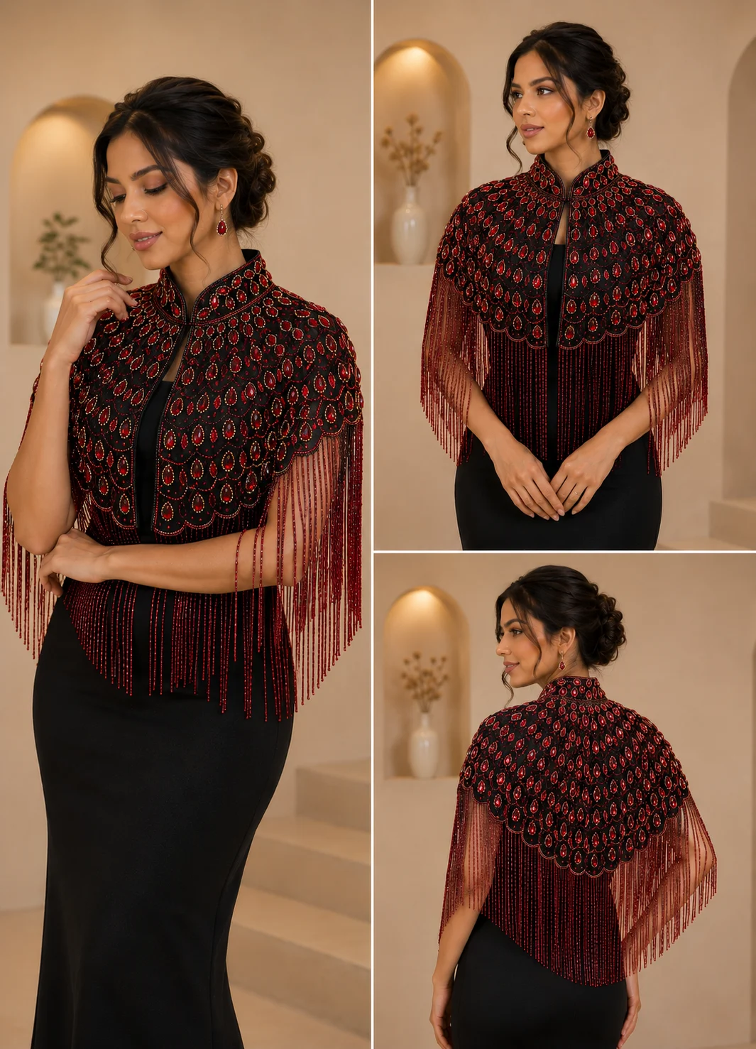 Ruby Royale Fringe Cape — Havnme fashion UAE