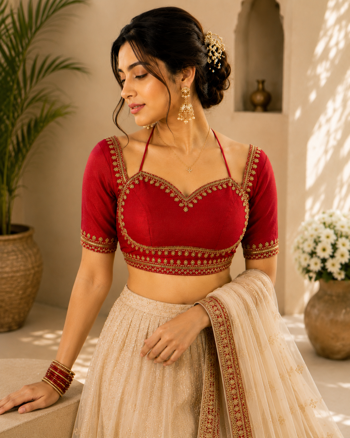 Crimson Charm Blouse — Havnme fashion UAE
