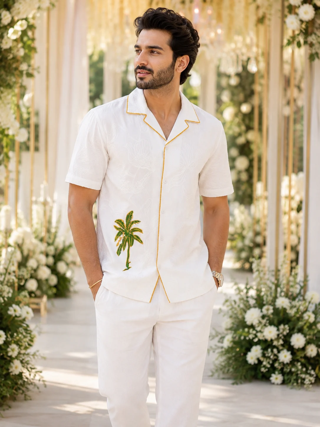 Thengu Ivory Hand-Painted Shirt — Havnme fashion UAE