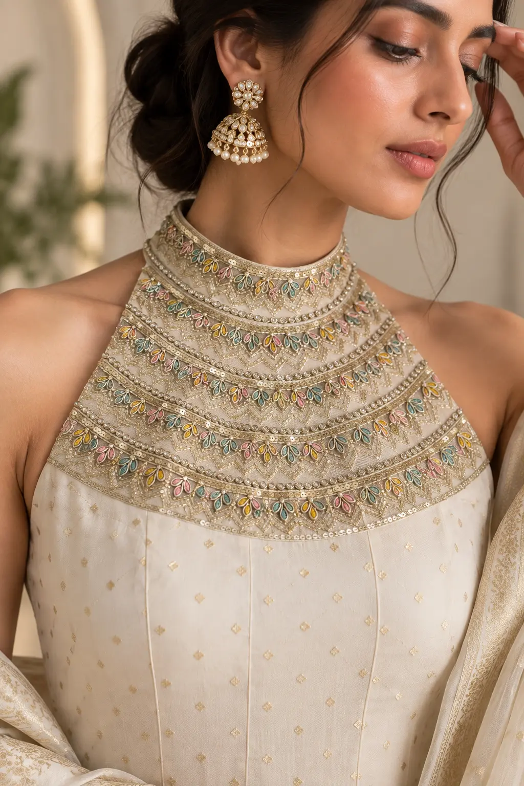 Ivory Noor Embellished Anarkali