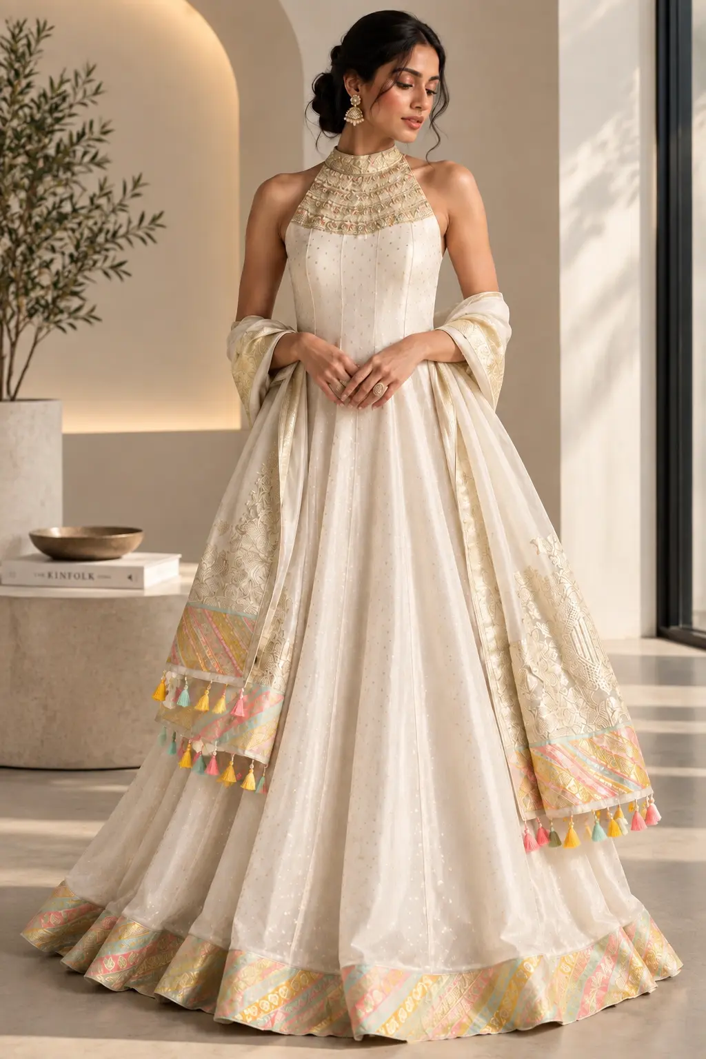 Ivory Noor Embellished Anarkali