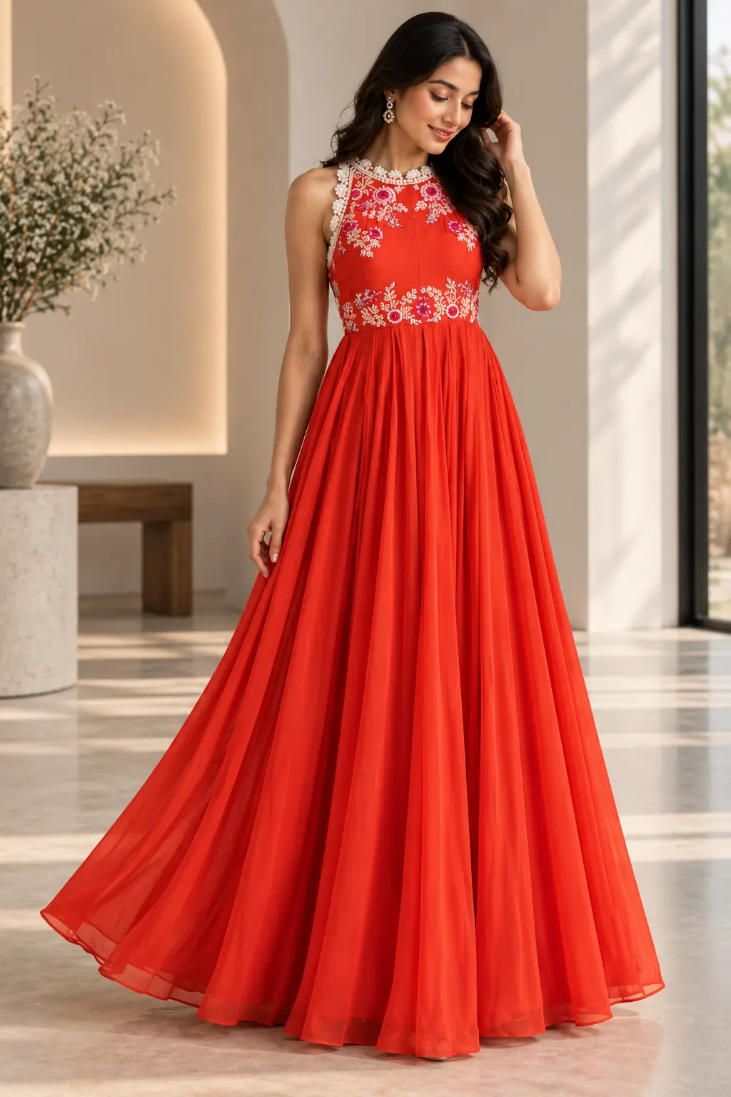 Scarlet Bloom Embellished Gown — Havnme fashion UAE